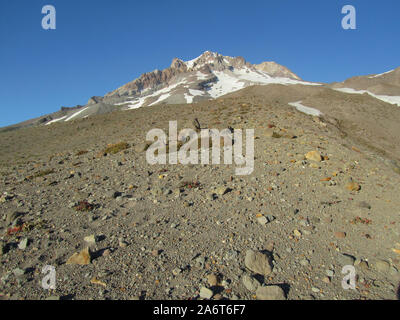 Un tempo estivo vista del vecchio vulcano sbriciolamento Mt. Il cofano dall'alto Paradise Park. Foto Stock