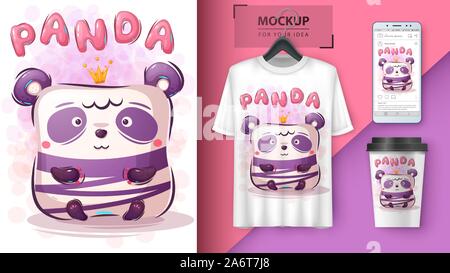 Grazioso panda poster e merchandising Illustrazione Vettoriale