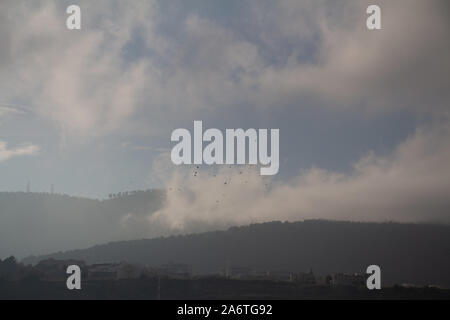 Roadtrip in Israele per trovare la neve sulla montagna Foto Stock