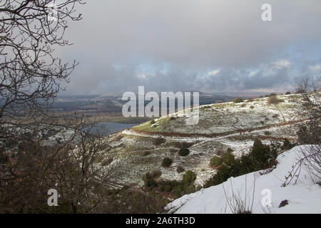 Roadtrip in Israele per trovare la neve sulla montagna Foto Stock