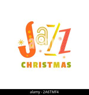 Jazz Natale Natale musica festa disegnata a mano piatto vettore icona Illustrazione Vettoriale