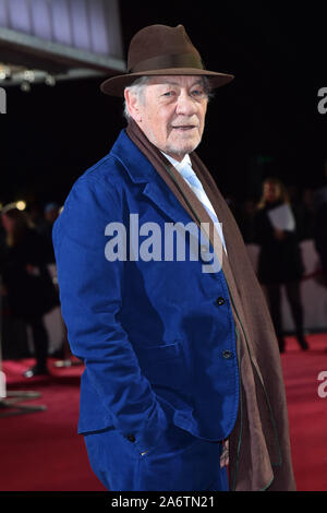 Sir Ian McKellen frequentando il buon bugiardo Premiere mondiale, al BFI South Bank di Londra. Foto Stock