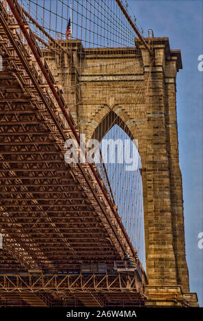 Ponte di Brooklyn a New York City e New York Foto Stock