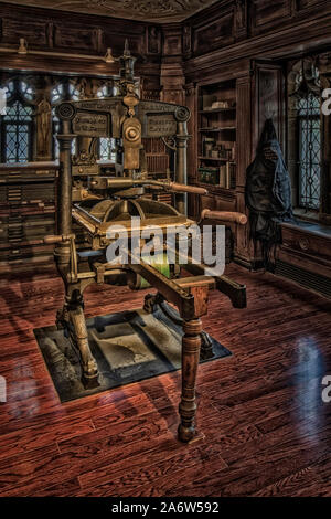 Premere bibliografici - Vista ad un Albion mano premere, costruito in Inghilterra nel 1800s. Foto Stock