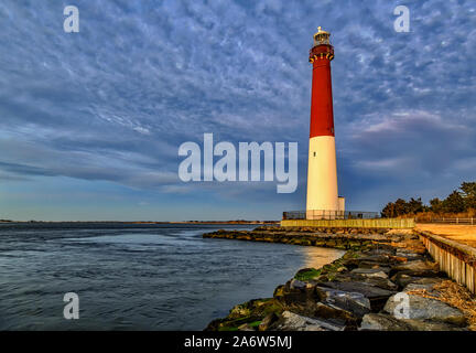 Barnegat Lighthouse o luce Barnegat, colloquialmente noto come 'Vecchio Barney. Foto Stock