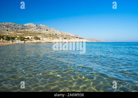 Le belle spiagge dorate Agathiàs sulla spiaggia del Dodecaneso Isola di Rodi Grecia Foto Stock