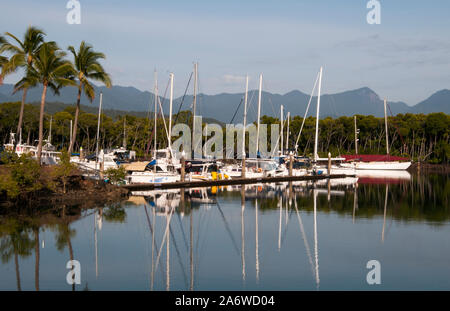 La mattina presto una luce alla Marina su Dickson di ingresso, Port Douglas, un elegante destinazione turistica in Tropical North Queensland, Australia Foto Stock