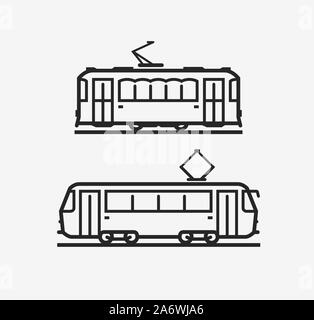 Icona del tram. Segnale di trasporto pubblico cittadino. Illustrazione vettoriale Illustrazione Vettoriale