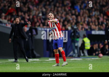 Madrid, Spagna. 26 ott 2019. Koke (Atletico) Calcio/Calcetto : spagnolo "La Liga Santander' match tra Atletico de Madrid 2-0 Athletic Club Bilbao alla Wanda Metropolitano Stadium di Madrid in Spagna . Credito: Mutsu Kawamori/AFLO/Alamy Live News Foto Stock