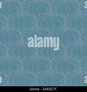 Vettore di seamless pattern con compensazione lineare ornamento nella calma di colore blu Illustrazione Vettoriale