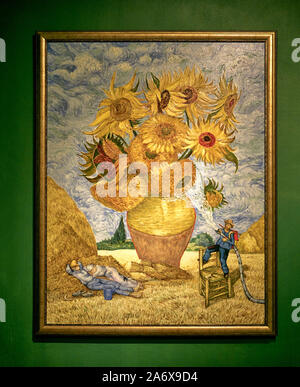 Parodia Arte pittura. Girasoli, Vincent Van Gogh, Parody Art Museum, Pattaya, Thailandia, Sud-Est asiatico, Foto Stock