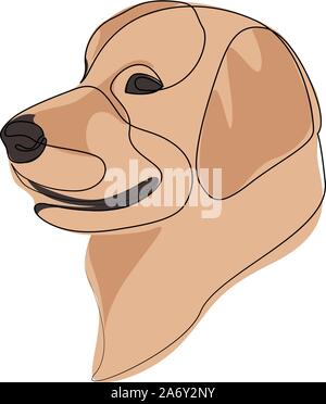 Linea continua Golden Retriever. Singola linea stile minimal vettore Labrador cane illustrazione Illustrazione Vettoriale