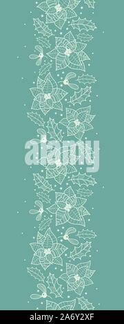 Bellissimo modello di natale con Poinsettia piante, vischio e agrifoglio foglie. Disegnata a mano elementi, creativa ed elegante, ideale per stampe di Natale, Illustrazione Vettoriale