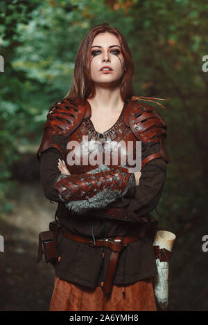 Combattente donna ritratto all'aperto Foto Stock