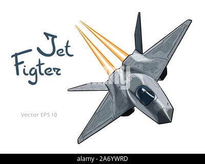 Americani moderni jet da combattimento aereo. Disegno vettoriale Illustrazione Vettoriale