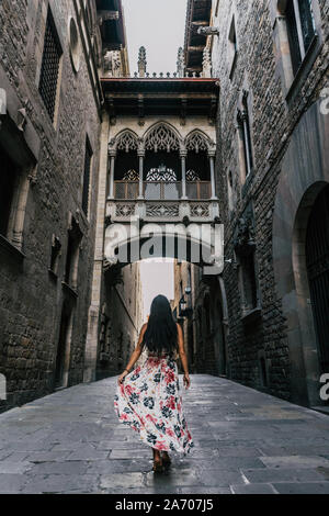 Bella vicolo in Barcellona Spagna Foto Stock