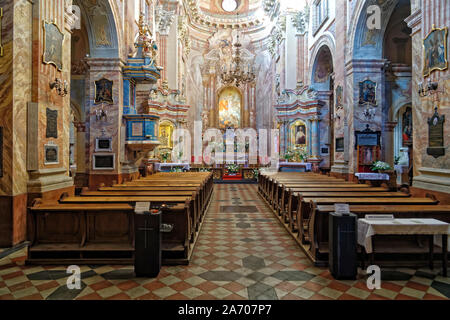 Cracovia in Polonia. Il 18 agosto, 2019. Chiesa della Trasfigurazione nel quartiere del centro storico di Cracovia , Polonia. Foto Stock