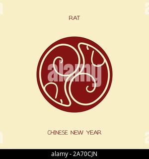 Rat anno nuovo cinese Illustrazione Vettoriale