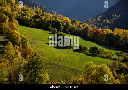 Colori autunnali in Catalunya comarca di Pallars Sobira Foto Stock