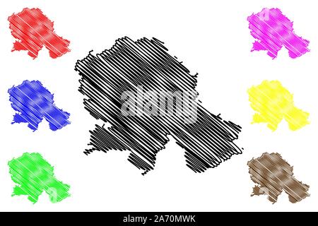 Provincia Autonoma di Vojvodina (Repubblica di Serbia) mappa illustrazione vettoriale, scribble schizzo Vojvodina mappa Illustrazione Vettoriale