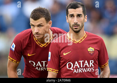 Edin Dzeko e Henrix Mkhitaryan di come Roma Roma 15/09/2019 Stadio Olimpico Football Serie A 2019/2020 AS Roma - US Sassuolo foto Andrea Stacciol Foto Stock