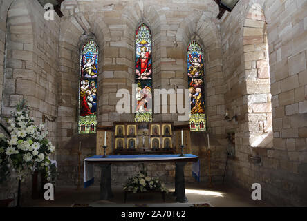 St Marys chiesa Lindisfarne, Northumberland, Inghilterra. Foto Stock