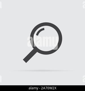 Icona lente di ingrandimento in uno stile piatto isolato su sfondo grigio. Per il vostro design, logo. Illustrazione Vettoriale. Illustrazione Vettoriale