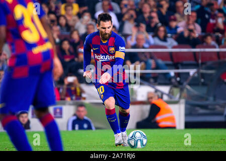 Barcellona, Spagna. 29 ott 2019. Messi gioca durante la Liga match tra FC Barcelona e Valladolid CF allo stadio Camp Nou a Barcellona, Spagna. Credito: Christian Bertrand/Alamy Live News Foto Stock