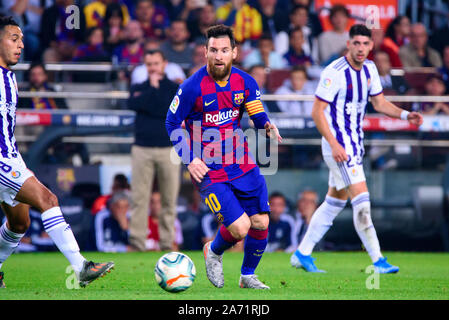 Barcellona, Spagna. 29 ott 2019. Messi gioca durante la Liga match tra FC Barcelona e Valladolid CF allo stadio Camp Nou a Barcellona, Spagna. Credito: Christian Bertrand/Alamy Live News Foto Stock