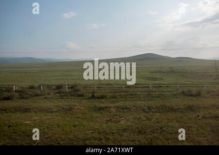 Vista dal treno dalla Russia alla Mongolia Foto Stock