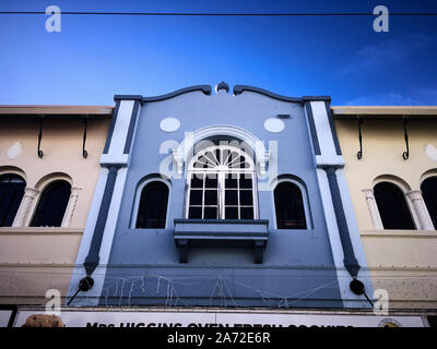 L'incantevole color pastello vecchi edifici del patrimonio culturale di New Regent Street, Christchurch, Nuova Zelanda Foto Stock