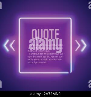 Neon retrò incandescente virgolette telaio Illustrazione Vettoriale