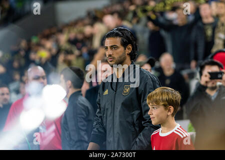 Los Angeles, Stati Uniti d'America. 29 ott 2019. Carlos Vela (10) cammina in avanti della Western Conference partita finale. Credito: Ben Nichols/Alamy Live News Foto Stock