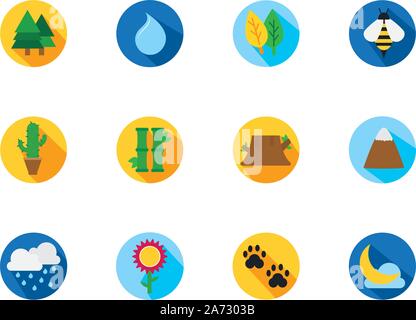 Quattro stagione meteo relativo blocco set di icone illustrazione vettoriale Illustrazione Vettoriale