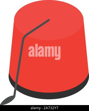 Red Hat turco icona, stile isometrico Illustrazione Vettoriale
