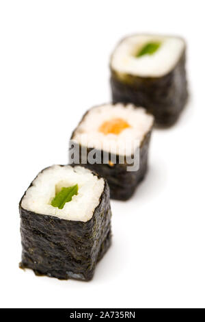 Sushi Bar: Tre Maki a una fila Foto Stock