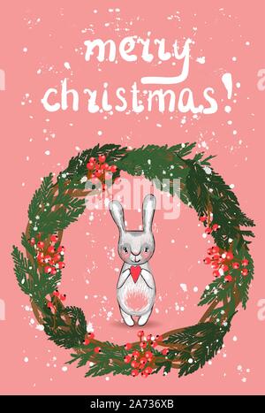 Inverno accogliente cartolina. Stile Hugge. Buon Natale . Illustrazione Vettoriale