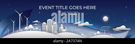 Una illustrazione concettuale di carta-cut-style sullo sfondo di un contesto design in materia di energia alternativa e rinnovabile di energia, sullo sfondo degli eventi design. Illustrazione Vettoriale