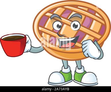 Bere in tazza torta viola ringraziamento in la mascotte Illustrazione Vettoriale