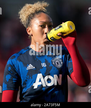 Lauren James del Man Utd donne pre corrispondere durante il match FAWSL tra Manchester United donne e donne di lettura a Leigh Sports Village, Leigh, Engla Foto Stock