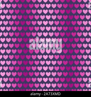 Cuori disposti in una rosa di gradiente lineare. Illustrazione vettoriale di una ripetizione di seamless pattern su uno sfondo luminoso. Illustrazione Vettoriale