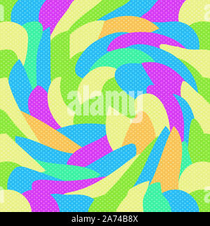 Luminose colorate Vortex a pois, sfondo colorato estivo Swirl Pattern bambino Blu, Viola giallo arancione colori verdi. Design per bambini Carta da imballaggio S Foto Stock