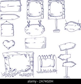 Disegnare a mano cartelli Illustrazione Vettoriale