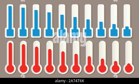 Set termometro percentuale Illustrazione Vettoriale