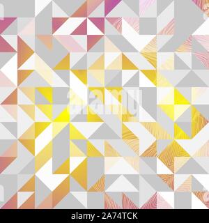 Vector astratta geometrica del triangolo dello sfondo. Bianco e grigio con forma giallo, rosa, viola elemento di gioco. Illustrazione Vettoriale