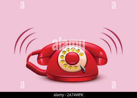 Telefono rosso 02 Illustrazione Vettoriale
