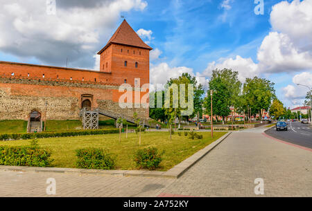 Lida castello, un castello nella Repubblica di Bielorussia in Lida, costruito nel 1323 per conto del Principe Gediminas. Parte della linea di difesa contro la crociata Foto Stock