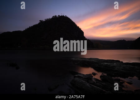 Loreley Rock all'alba, la Renania, Germania Foto Stock