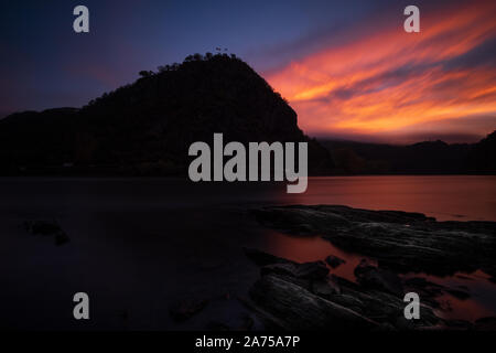 Loreley Rock all'alba, la Renania, Germania Foto Stock