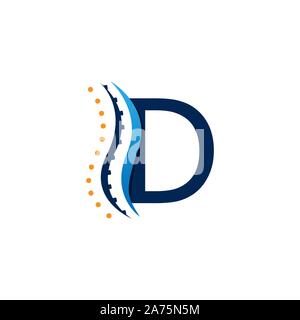 Lettera D Creative medical chiropratica concept design logo immagine vettoriale. Lettering iniziale medical logo design vector Illustrazione Vettoriale